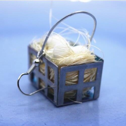 1 Pair Funny Exaggeration Mini Egg Basket Earrings Female Creative Hand-made Jewelry Christmas Party Personality Accessories