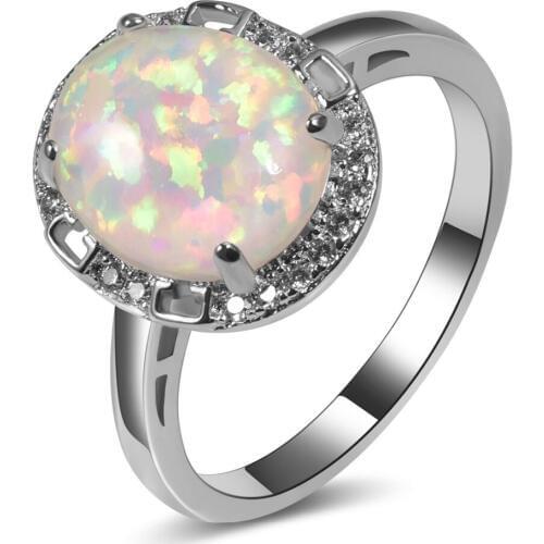 Hot Sale Exquisite White Fire Opal 925 Sterling Silver Engagement Wedding Ring Size 5 6 7 8 9 10 11 A117