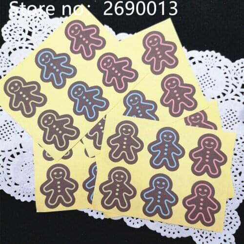 120Pcs gingerbread Man Christmas Cake Packaging Sealing Label Kraft Sticker Baking DIY Gift Box Stickers
