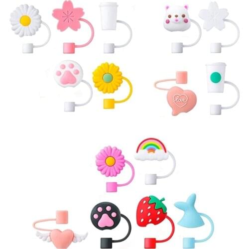 15 PCS Silicone Straw Tips Covers Reusable Drinking Straw Tips Lids Anti-Dust Silicone Straw Caps for 7-8 mm Straws