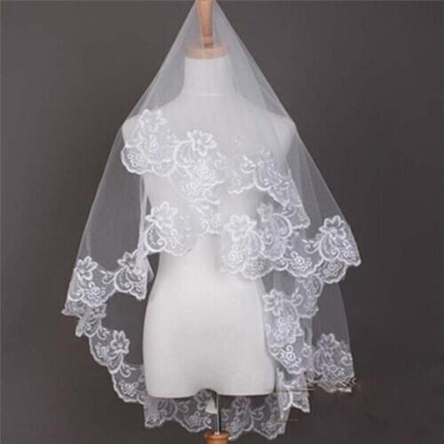 150cm Women One Layer Lace Edge Wedding Veil Ivory Long Bridal Viel Wedding & Events Bridal Hair Accessories