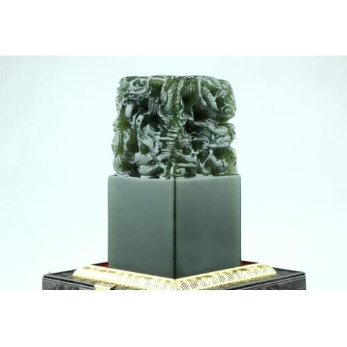 Five dragon, pearl carving, seal carving, imperial seal, Dandong jade collection, book, name, custom,free shipping