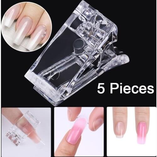 5pcs/set Clear Nail Tips Clip Quick Building False Finger Extension Maincure Art Builder Tool Polymer Gel UV Gel Mold Dual Forms