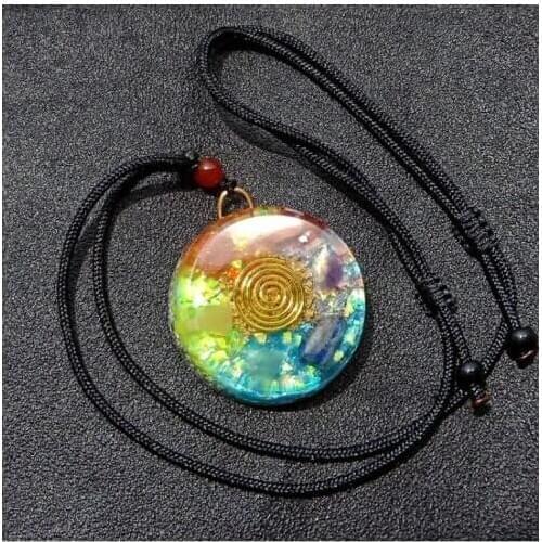 7 Chakras Orgone Pendant Energy Accumulator Orgonite Pendant Necklace Unisex M2EA
