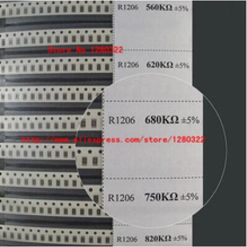 7500PCS/LOT 1206 1K-3M 150values*50pcs Resistor smd kit smt pack box book 1206 1% SMD Chip Mount NEW Products and ROHS