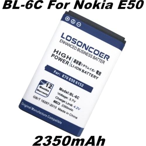 LOSONCOER 2350mAh BL-6C High Quality Battery for Nokia QDA+ 2110 2116 2125 2855 2865 6015i 6016i 6019i 6152 6152 6275 E70 6255