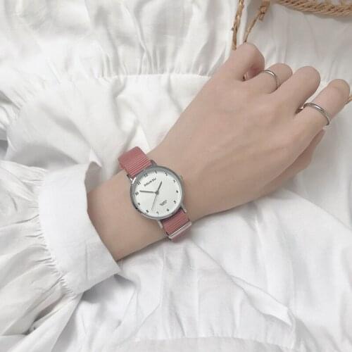 Minimalist Nylon Breathable Strap Watches Women Vogue Pink Wristwatches Summer Style Simple Ladies Quartz Clock Reloj De Mujer
