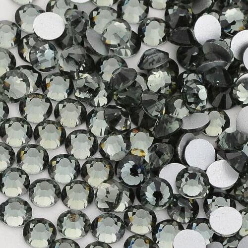 Black Diamond Crystal Silver Back FlatBack Glass Rhinestones Non-HotFix for Nail Art Decorations Flat Back Rhinestones Crystal