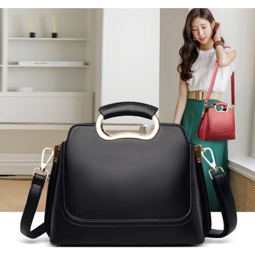 Black Pu Leather Crossbody Bags for Women 2021 Travel Handbag Fashion Simple Shoulder Bag Female Large Top Handle Messenger Bag