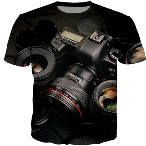 Funny 3d Print Casual Camera Punk T shirt Film Streetwear Men Beach Women Fashion T-shirt Harajuku Shirts O Neck Pullover Tshirt