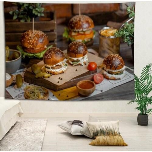 Hot Sale Custom High Quality Burger Wall Hanging HD Landscape 3D Printing Digital Printing Home Decoration Tapestry