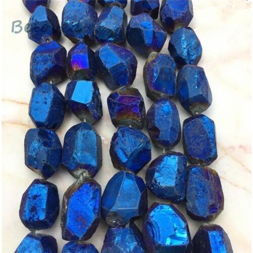 Raw Faceted Rainbow Titanium Crystal Quartz Nugget Beads, Natural Blue Quartz Gems Stone Pendant Beads For Jewelry DIY, BG18281