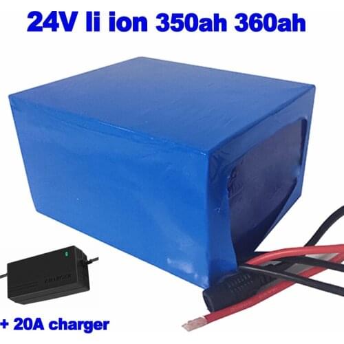 Customized lithium 24v 350ah 360ah li ion Battery Pack power for photovoltaic solar wind power AGV forklift ups RV + 20A charger