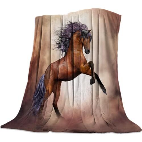 Galloping Horse Brown Animal Warm Blanket Office Rest Sofa Couch Bedding Cover Bedsheet Student Home Bedspread