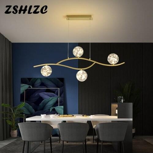 Minimalist LED Glass Pendant Lights Living Dining Room Decor Home Indoor Hanging Lighting Fixtures Luminaires Gold Pendant Lamps