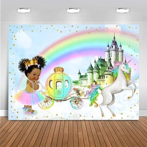 MOCSICKA Princess Baby Shower Backdrop for Photography Rainbow Castle Unicorn Girl Birthday Background Decoration Photo Studio