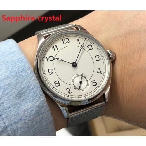Sapphire crystal 44mm GEERVO white dial Asian 6498 17 jewels Mechanical movement mens watch Mechanical watches GR41-20