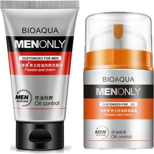 Hot 2pcs Man Face Care makeup set,Fashion Men cosmetics kit,Anti-wrinkle concealer Oil-control Toner,Moist face Cleanser cream