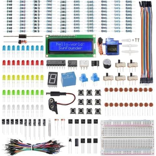 SunFounder Electronics Fun Kit with 1602 LCD Module,breadboard,LED,Resistor for Arduino UNO MEGA2560 or Raspberry Pi
