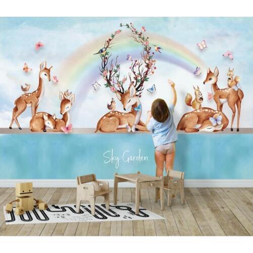 3d photo wallpaper custom mural Forest rainbow elk background living room home decor 3d wall murals wallpaper for walls 3 d