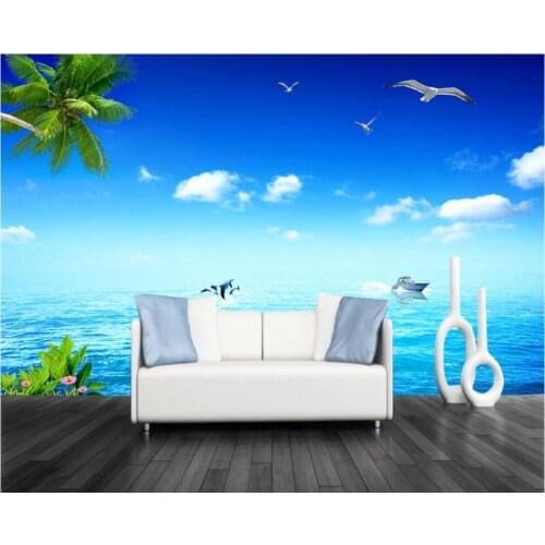 3d wallpaper custom photo mural Fresh seaside dolphin blue sky scenery background home decor living room wallpaper for walls 3 d