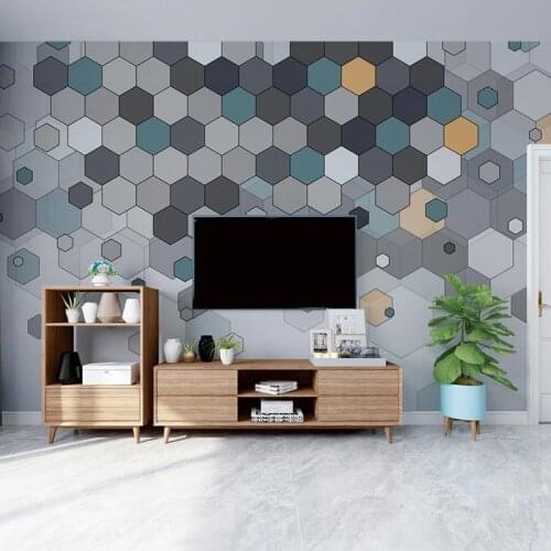 Custom 3D Photo Wallpaper Home Decor Wall Painting Modern Abstract Hexagon Geometric TV Background Wall Paper Mural De Parede