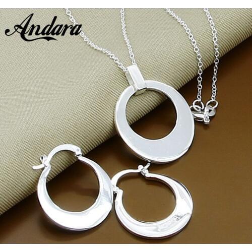 2019 New Jewelry Sets 925 Sterling Silver Fashion Moon Pendant Necklace Earrings for Women Jewelry Gift