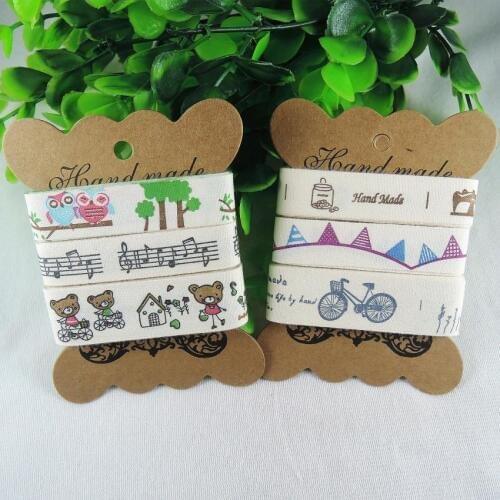 NEW 6YDS Mixed 15mm 20mm Natural Style Printed Cotton Ribbon DIY Sewing Tapes Handmade Craft & Packing Accessories XM95