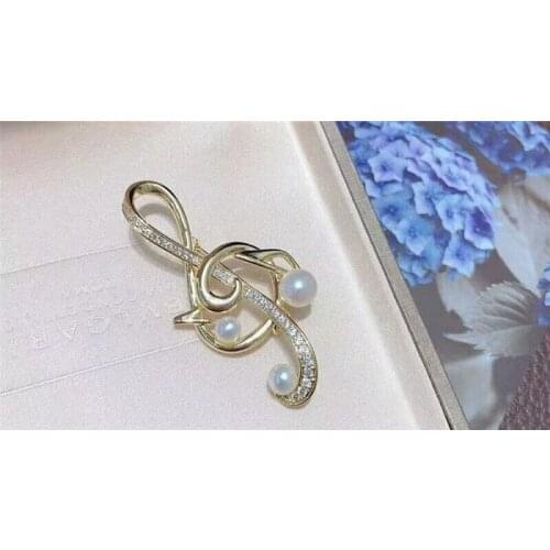 New Style Austria Zircon Inlay AAA 5-8MM Freshwater white Pearl Brooch Scarf Clips Breastpin Pendant Brp047