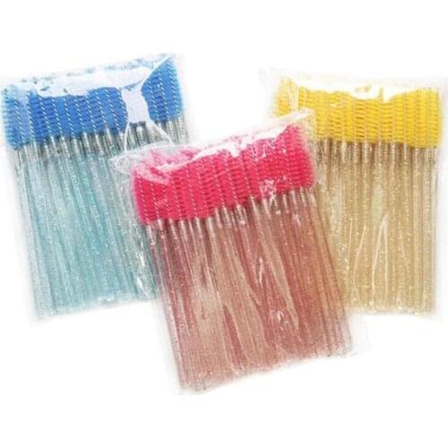 Good Quality Disposable 100 Pcs Crystal Eyelash Makeup Brushes Diamond Handle Mascara Wands Applicator Eyelash Extension Tools