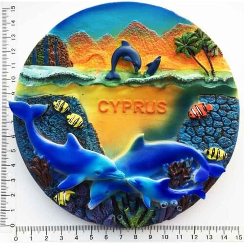 Mediterranean Cyprus Ocean Wind Tourism Memorial Resin Painted Crafts Desktop Decoration Disc Decoration