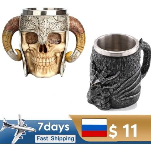 Beer Coffee Mugs Skull Beer Cup Wine Glass Whiskey Juice Tea Cups Espresso Coffee Mugs Stainless Steel Drinkware Retro Bar Decor