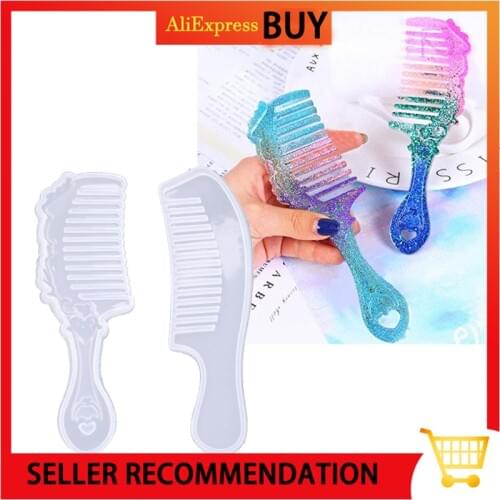2 Shapes Comb 3D Transparent Epoxy Resin DIY Mold for DIY Comb Casting Silicone Mold Art Craft Making Handmade Comb Gift