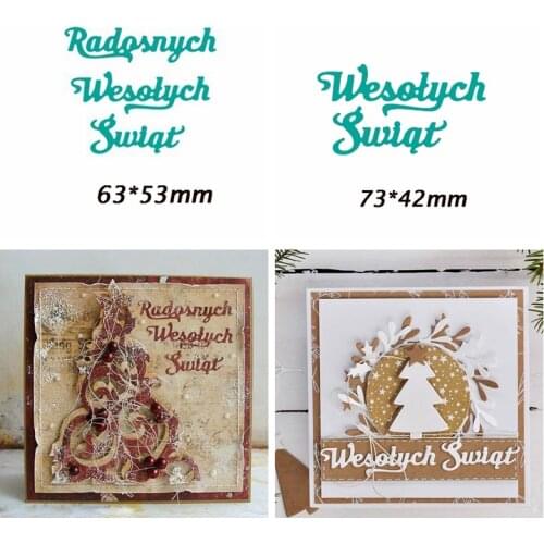Polish Letters Happy Merry Christmas Metal Cutting Dies Stencils For DIY Scrapbooking Decorative Embossing Card Craft Die Cuts