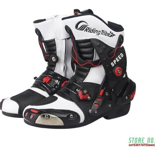 Speed Motorcycle Boots PU Leather Mid-Calf Boots Breathable Motocross Off-Road Racing Shoes Botas De Motociclista