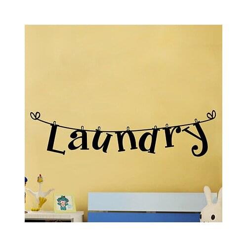 Laundry Wall Art Decal Popular Vinyl Stickers English DIY Laundry Room Decor Removable
