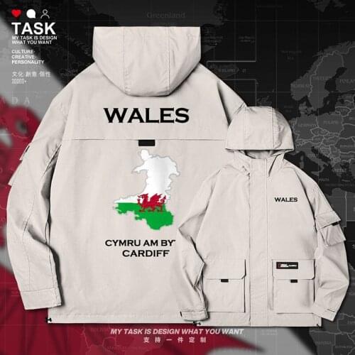 Wales Cymru Welsh WLS UK men jacket hooded map nation flag long sleeve mens clothing new windbreaker mens top clothes autumn