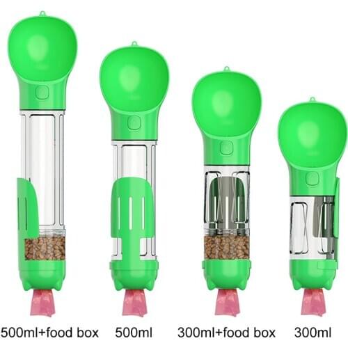 Unimme Portable Pet Feeder Pet Cat Dog Water Bottle Feeder Drinking Bowl Dispenser With Leak Proof Lock Plastic Bags Poop Shovel