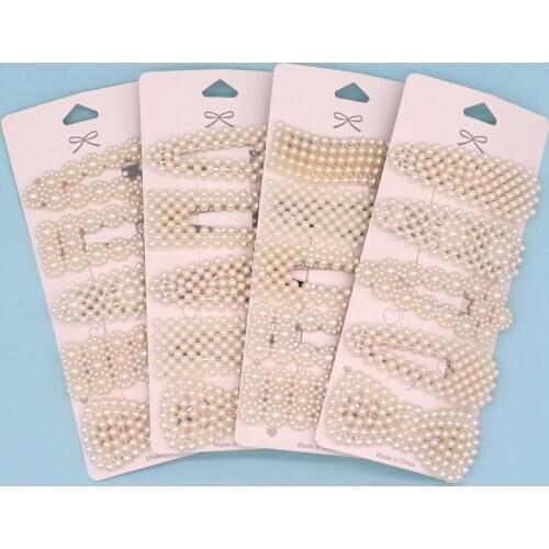 1Set Fashion Pearl Hair Clips For Women Headwear Elegant Hairpins Barrette Alloy BB Hairgrip Barrettes Girls Hair Accessories