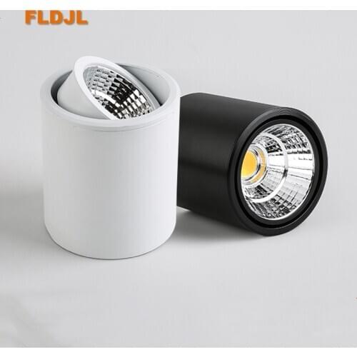 Dimmable LED downlight COB spotlight AC85-265V 5W 7W 12W 20W 25W adjustable angle aluminum surface mounted light indoor lighting