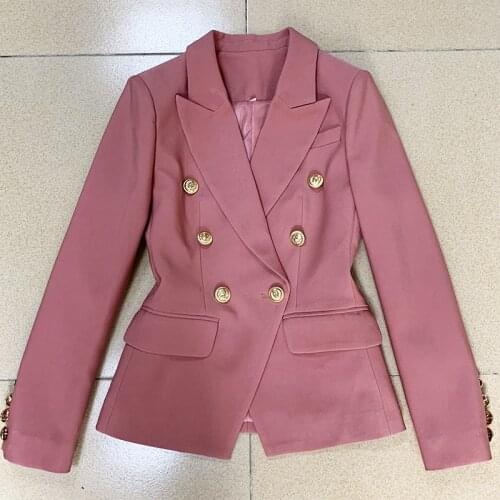 EXCELLENT QUALITY Newest 2021 Runway Designer Women Blazer Classic Lion Buttons Double Breasted Career Blazer Jacket