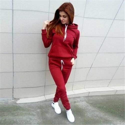 2020 Women Tracksuit Hoodies Jogger Fashion Casual Sports Tops Pants Tracksuit Hoodies Sweatshirt + Pants Sweat Suit Sports Wear