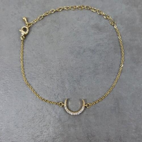 10PCS Bridal Jewelry Paved Micro Zirconia Crescent Moon Bracelet CZ Crystal for Women Men Muslim Islam Religion Party Gift