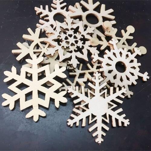 10Pcs/pack Wooden Snowflake Christmas Gift Tree Hanging Ornament Home Xmas Hanging Ornaments New Year Tree Decorations