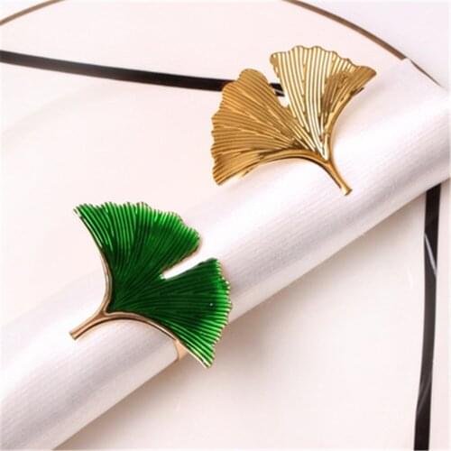 12 / PCS NEW Hotel Gold Silver Green gingko leaf napkin buckle napkin ring napkin ring mouth napkin ring manufacturer wholesale