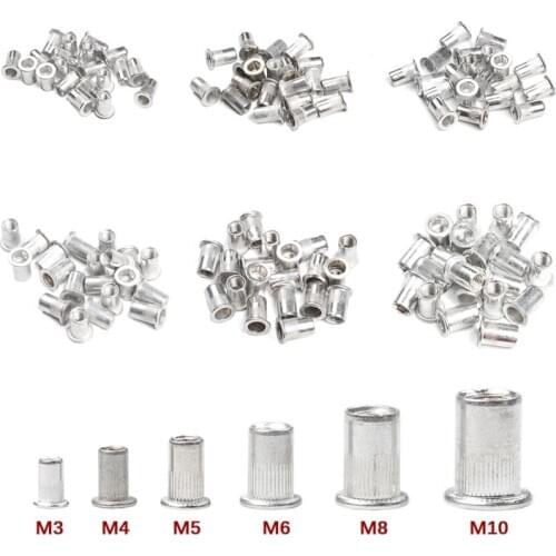 20Pcs M3 M4 M5 M6 M8 M10 Aluminum Alloy Rivet Nut Flat Head Threaded Rivet Insert Nut Insert Reveting Nut