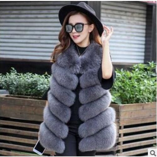 2018 New Arrival Winter Warm Vest Fashion Women Import Coat Fur Vest High-Grade Faux Fur Coat Fox Fur Long Vest Plus Size S-3XL