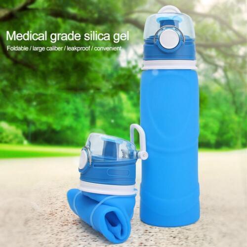 2020 750ml Food Grade Silicone Foldable Collapsible Water Bottle Home Outdoor Travel Portable High Temperature Water Bottle #SD