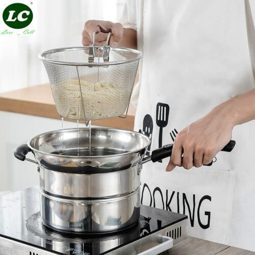 3500ML Pasta Pot Cooking Noodle Pot Stainless Steel soup Pan steamer Fryer Pasta home Induction cooker