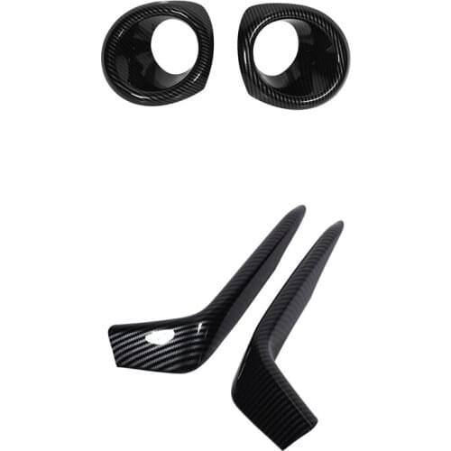 4 Pcs Carbon Fiber Bumper Fog Light Lamp Frame Cover Trim for Honda Civic Hatchback 2019-2020, 2Pcs Front & 2Pcs Rear